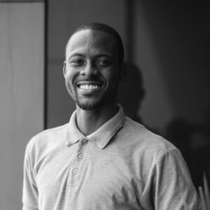 Black and white portrait headshot, Israel Fugah